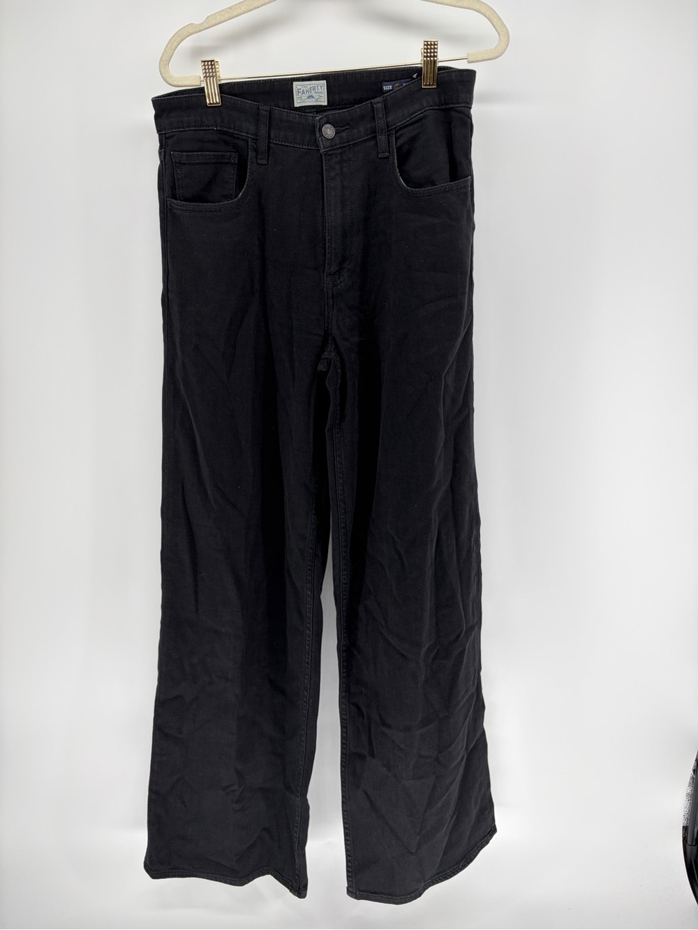 Faherty Black wide Leg Jeans Stretch Sz 29 Cotton Blend Women’s